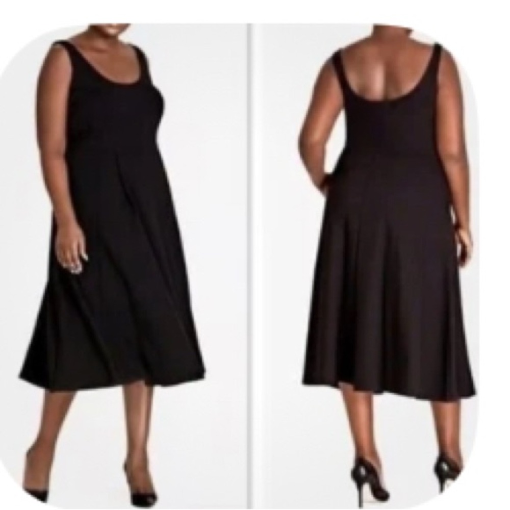 City Chic Black Sleeveless A-Line Midi Dress